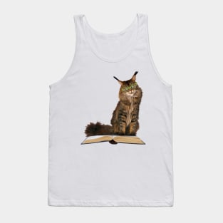 Angry Cat in Glasses Sits on Your Book Tank Top